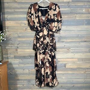 New M Made in Italy Silky Printed Layered Maxi Dress Women’s Size Small